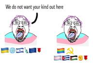 Fuck_off_we_dont_want_your_kind_here communism cuba emoticon european_union hammer_and_sickle israel lgbt_flag open_mouth palestine raised_fist_(symbol) rose social_democracy sphere statue_of_liberty tranny transgender_flag ukraine variant:bernd you're_the_same // 2226x1495 // 646.4KB