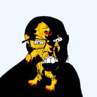 angry animal british ceredigion flag flag:ceredigon glasses hair lion looking_at_you mustache open_mouth soyjak stubble teeth united_kingdom variant:feraljak wales // 1500x1500 // 227.2KB
