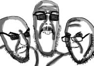3soyjaks closed_mouth glasses grin mustache nu_trio ominous smile soyjak stubble variant:beastjak variant:burnsjak variant:kliksjak // 828x581 // 70.7KB