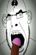 animated bbc biting_lip blowjob distorted ear glasses open_mouth queen_of_spades soyjak stubble subvariant:hornyson variant:cobson // 694x1071 // 690.8KB