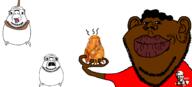 4soyjaks ack african_american black black_man black_skin bloodshot_eyes closed_mouth clothes coon crying ear earn glasses grey_eyes hair kfc lips open_mouth red_shirt rope soyjak stubble suicide teeth text tongue tshirt variant:budgiejak variant:impish_soyak_ears // 1588x723 // 287.6KB