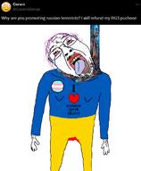 baldurs_gate_3 communism full_body hair hammer_and_sickle hanging i_love kyiv open_mouth rope soyjak stubble text tranny trans_flag trans_rights ukraine variant:bernd // 576x702 // 119.9KB
