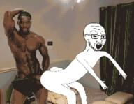 animated arm bbc car fast gay glasses grindr hand hands_up holding_object holding_phone house iphone irl_background meta:pornographic_content negro nigga nsfw open_mouth penis phone sex shaking soyjak stubble text tyrone variant:soyak vehicle // 270x210 // 1.2MB