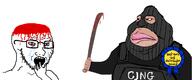 award balaclava bestgore big_lips blood blood_drip blood_from_forehead blood_on_face bloodshot_eyes brown_skin bulletproof_vest cartel closed_mouth clothes crying execution glasses gore holding_knife holding_object imminent_death jalisco_new_generation_cartel knife looking_to_the_left machete mask murder mutt open_mouth scalping soyjak stubble torture variant:meximutt variant:soyak vest white_background yellow_sclera // 2582x1080 // 381.1KB