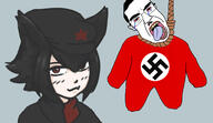 alunya arm bloodshot_eyes communism crying ear full_body glasses hair hand hanging leftypol leg nazism open_mouth rope soyjak subvariant:chudjak_front suicide swastika variant:chudjak // 2636x1523 // 813.5KB