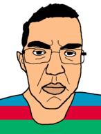 azerbaijan closed_mouth clothes flag flag:azerbaijan glasses hair soyjak subvariant:chudjak_front variant:chudjak // 720x949 // 58.4KB