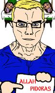 3soyjaks allah allah_pidoras arab arabic_text arm beard bloodshot_eyes blue_eyes brown_eyes brown_hair brown_skin buff closed_mouth clothes crying deformed fact glasses green hair hand hanging islam leg open_mouth rope soyjak subvariant:brunetto subvariant:chudjak_front subvariant:muscular_chud suicide sword text tshirt turban variant:bernd variant:chudjak vein // 550x929 // 109.5KB