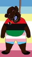 amerimutt black_lives_matter black_skin bloodshot_eyes crying fist flag:lgbt_pride_flag flag:map flag:minor_attracted_person flag:pan-african flag:transgender_pride_flag meta:tagme open_mouth rope slopjak soyjak subvariant:ackmutt suicide tongue variant:bernd yellow_sclera // 1296x2304 // 83.6KB