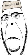 biting_lip closed_mouth clothes glasses hat lascivious serious_hat soyjak stubble subvariant:hornyson text variant:cobson // 415x794 // 110.7KB