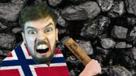 angry beard blue_eyes clothes coal country flag flag:norway glasses hair hand holding_object irl irl_background jacksepticeye mustache norway open_mouth text variant:feraljak // 1278x720 // 1.5MB