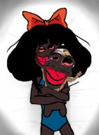 anti_ongezellig black_skin bloodshot_eyes bowtie brown_skin clothes coon full_body hair holding_object jakparty_soy jartycuck meta:op_took_a_selfie_of_xerself mymy ongezellig rope smile subvariant:jartycuck variant:chudjak zellig // 323x439 // 104.5KB
