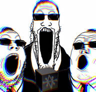 agent chromatic_aberration clothes conspiracy conspiracy_theory esoteric glasses men_in_black schizo soyjak_trio suit suit_and_tie sunglasses unity unity_cube variant:gapejak variant:markiplier_soyjak variant:tony_soprano_soyjak // 1284x1221 // 1007.3KB