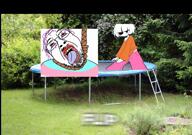 TRAMPOLINE ai_generated animated clothes die failed_mascot female hair irl outdoors rope sitting subtitles tranny troon variant:bernd video // 1018x720, 7.1s // 2.5MB