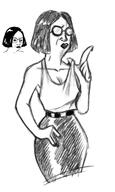 art closed_mouth clothes female glasses hair lips round_glasses skirt sleeveless_shirt soyjak subvariant:female_chudjak variant:chudjak // 1437x2397 // 1.2MB