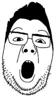 glasses hair nikocado_avocado open_mouth soyjak stubble variant:cadojak // 409x694 // 13.8KB