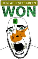 ahegao country cyprus emerald flag flag:cyprus gem glasses green green_eyes hair looking_up open_mouth schlog_color_event soyjak soyjak_blog stubble teeth text threat_level_green variant:cobson won // 721x1115 // 167.6KB
