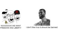 4soyjaks angry cap clothes gigachad glasses hair hat libertarian mustache open_mouth soyjak stubble text variant:feraljak // 1452x900 // 371.4KB