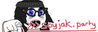 banner blue_eyes female girl hair necklace open_mouth soyjak soyjak_party variant:soytan // 600x200 // 38.9KB