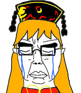 anime blond closed_eyes closed_mouth clothes crying female glasses hair hat junko subvariant:chudjak_front touhou variant:chudjak video_game // 720x828 // 298.5KB