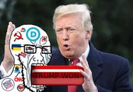 antifa biden_harris clothes cnn donald_trump eating irl irl_background meta:trump_won nbc open_mouth pill politics push red_tie redpill suit swallowing ukraine variant:soyak yellow_hair // 640x444 // 293.5KB