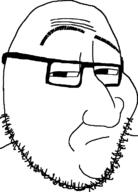closed_mouth glasses raised_eyebrow squinting stubble suspicious variant:smugjak // 554x772 // 15.6KB