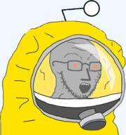 antenna glasses grey hazmat_suit npc open_mouth orange_eyes reddit soyjak stubble variant:soyak // 657x700 // 277.6KB