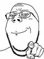 animated closed_mouth glasses hand pointing pointing_at_viewer redraw smile soyjak stubble subvariant:wholesome_soyjak variant:gapejak white_eyes wrinkles // 598x800 // 102.8KB