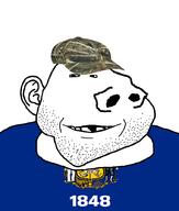 1848 camo camo_hat camouflage deformed ear flag flag:wisconsin large_nose no_eyebrows smile soyjak stubble subvariant:arkansasjak variant:impish_soyak_ears wisconsin // 868x1023 // 173.4KB