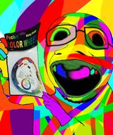 arm colorful deformed glasses hand holding_object open_mouth soyjak stubble subvariant:jew_lover text // 640x765 // 406.4KB