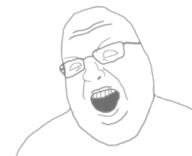 angry bright glasses open_mouth soyjak variant:shotjak white // 417x339 // 14.9KB