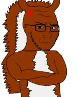 anger_mark animal arm closed_mouth clothes concerned crossed_arms ear frown full_body fur glasses hand leg looking_at_you soyjak squirrel stubble subvariant:soyak_(irritated) tail variant:soyak // 564x699 // 44.2KB