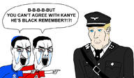2soyjaks arm bloodshot_eyes clothes crying glasses hair hand hat judaism kanye_west kippah large_nose nazism open_mouth pointing schutzstaffel soyjak speech_bubble star_of_david swastika tshirt variant:chudjak // 1049x614 // 191.6KB