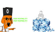 anti_froot arm bald closed_mouth clothes crossed_arms crying frootist_new_order gem glasses janny open_mouth orange_skin pointing sitting smile stubble subvariant:wholesome_soyjak sunglasses variant:chudjak variant:gapejak white_skin // 850x493 // 198.7KB