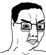 bloodshot_eyes closed_mouth eye_bags eye_boogers eyebags glasses hair red_eyes variant:chudjak // 645x770 // 14.5KB