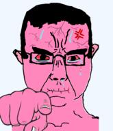 angry animated bloodshot_eyes blush closed_mouth crying glasses hand pink_skin pointing variant:chudjak vein // 510x593 // 509.8KB