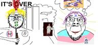 2soyjaks 4chan 9_11 agp anhero central_intelligence_agency closed_mouth diaper drawn_background flag furry glasses glowie gore hair its_over kurt_cobain nazism nsfl pedophile purple_hair reddit smile soyjak stubble suicide swastika text tranny variant:a24_slowburn_soyjak variant:bernd yellow_hair // 2004x954 // 383.1KB