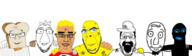 black blond blue_eyes bread brown_skin buck_teeth closed_mouth crown hair luigi mustache no_more_brother_wars open_mouth spongebob_squarepants stickman stubble swastika variant:bernd variant:chudjak variant:cobson variant:feraljak variant:markiplier_soyjak yellow_skin // 850x250 // 170.5KB