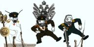 angry animated arm beard cap clothes crying cyrillic_text dance devil_trigger fist full_body grey_hair gun hand hat highfleet military rifle selfish_little_fuck soyjak variant:cryboy_soyjak video_game // 1100x550 // 2.8MB