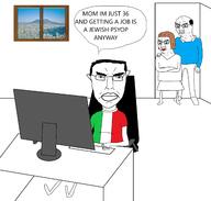 3soyjaks angry balding brown_hair chud closed_mouth computer father glasses hair italy mother naples neet pc room soyjak subvariant:chudjak_front variant:chudjak window // 2250x2144 // 810.6KB