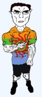 arm bajookieland buff closed_mouth clothes country ear flag flag:bajookieland full_body glasses hair hand shoe soyjak subvariant:chudjak_front subvariant:unbotheredchud tony_zaret transparent transparent_background variant:chudjak vein // 549x1268 // 117.0KB
