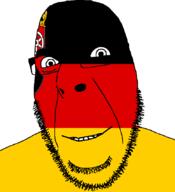 Rhineland-Palatinate flag flag:rhineland-palatinate full_head germany glasses hair looking_at_you open_mouth smile soyjak stubble teeth variant:cobson // 775x849 // 31.5KB