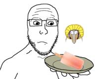 alfred_alfer closed_mouth frown holding_object holding_plate popsicle soyjak stubble variant:platejak // 1337x1115 // 143.5KB