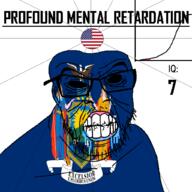 angry animal bald bird black_eyes black_hole black_sclera clenched_teeth closed_mouth cracked_teeth drool eagle ear flag flag:new_york flag:united_states glasses globe hair iq iq_bell_curve latin_text mustache new_york nightmare_fuel no_pupils profound_mental_retardation retard soyjak star_(symbol) state stubble sun text united_states variant:feraljak wrinkles // 1024x1024 // 205.4KB