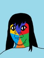 closed_mouth colorful hair large_eyes long_hair neutral soyjak subvariant:commiepedotroon variant:kuzjak // 809x1080 // 15.8KB