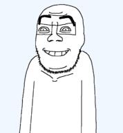 FeralRants artist:Keys eyebrows glasses grin happy raised_eyebrow raised_eyebrows rantsona soyjak stubble subvariant:FeralRants variant:feraljak // 710x768 // 16.3KB