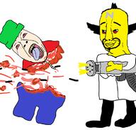 autism bambi_(friday_night_funkin') bambi_(moldygh) blood bloodshot_eyes cortex crash_bandicoot crying dave_and_bambi dead friday_night_funkin' gore gunshot intestines machine_gun meat neo_cortex ribcage stubble tear variant:bernd variant:chudjak // 771x734 // 110.1KB