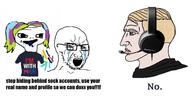 bloodshot_eyes blue_eyes crying glasses hair headphones nordic_chad soyjak stubble text variant:soyak white_skin yellow_hair // 1280x650 // 106.8KB