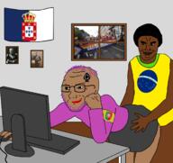 bbc black_skin brazil brown_skin clothes computer flag flag:brazil flag:portugal glasses hair keyboard lips meta:pornographic_content mouse nigger portugal purple_hair queen_of_spades sex shitskin smile smug star_(symbol) subhuman subvariant:chudjak_front tan_skin tranny variant:chudjak variant:soyak // 1700x1600 // 565.4KB