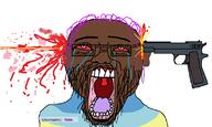 acne andrew_tate anhero beard bloodshot_eyes brown_skin crying gun map_(pedophile) open_mouth pedophile purple_hair subvariant:chudjak_front suicide teto_(user) tranny variant:chudjak // 1122x673 // 390.0KB