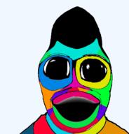 colorful deformed hair open_mouth soyjak variant:brandon // 438x456 // 58.7KB